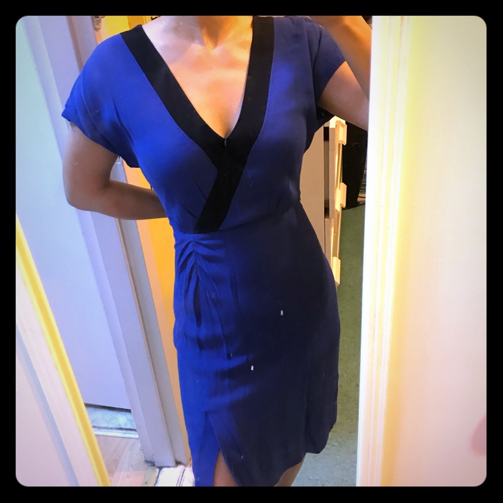 J.Crew top wrap blue/ dark bluish black trim